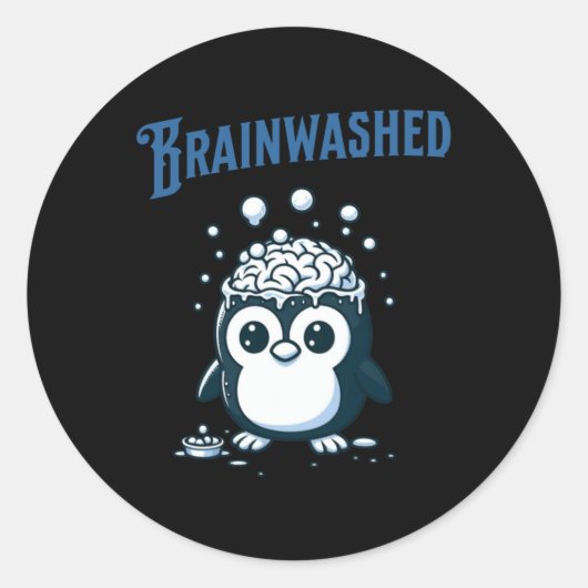 Brain Washed Pinguin Sticker (Vorderseite)