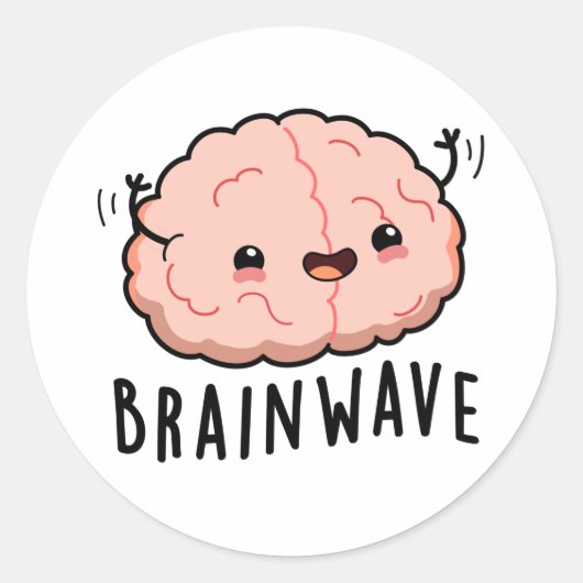 Brain Wave Funny Anatomy Pun Runder Aufkleber (Vorderseite)