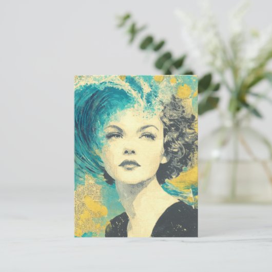 Brain Waves Collage Postkarte (Stehend Vorderseite)