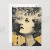 Brain Waves Lighthouse Mixed Media Collage Postkarte (Vorne/Hinten)