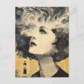 Brain Waves Lighthouse Mixed Media Collage Postkarte (Vorderseite)