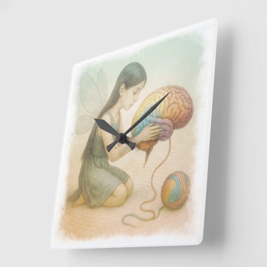 Brain-Weaving Winged Fairy  Quadratische Wanduhr (Winkel)