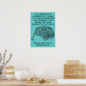 Brain Working Parachute Sky Diving Funny Poster Si (Küche)