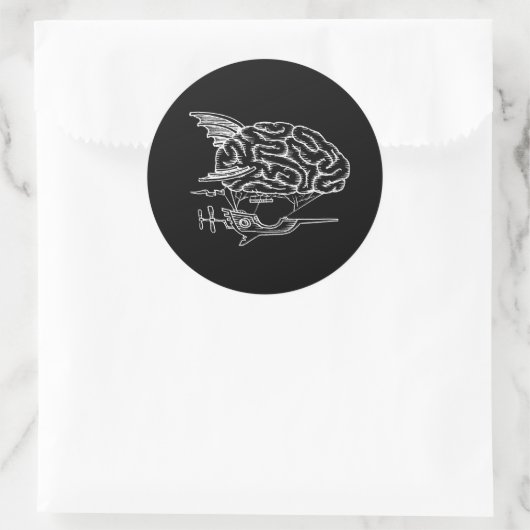 Brain Zeppelin Sticker (schwarz) (Tasche)