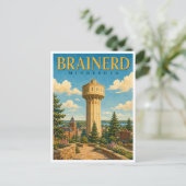 Brainerd Minnesota Wasserturm GeoSaga Postkarte (Stehend Vorderseite)