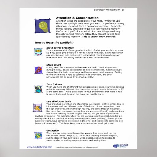 Brainology® Poster 3: Aufmerksamkeit und Konzentra (Vorne)