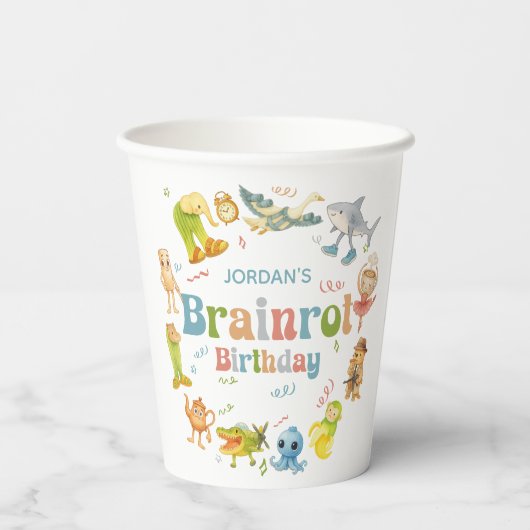 Brainrot Meme Birthday Party Pappbecher (Rückseite)