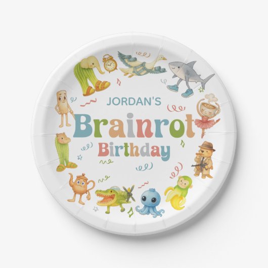 Brainrot Meme Birthday Party Pappteller (Vorderseite)