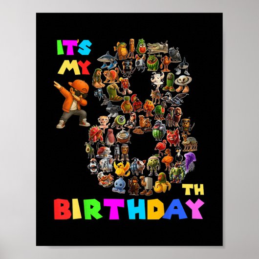 Brainrot Meme Bo zum 8. Geburtstag Poster (Vorne)
