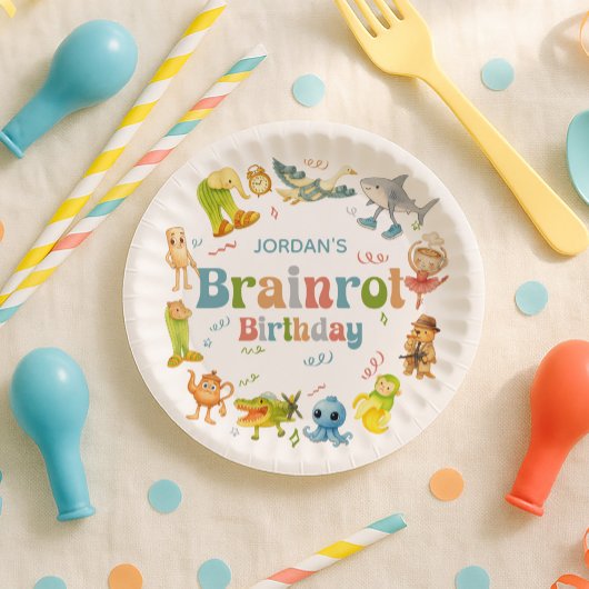 Brainrot Meme Geburtstagsfeier Pappteller