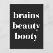 Brains Beauty Hintern Funny Zitat Postkarte (Vorderseite)