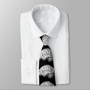 Brains Macabre Silky Finish Black & White Necktie Krawatte