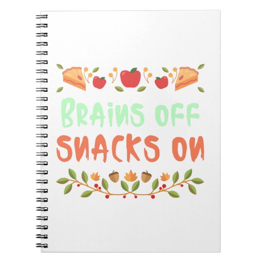 Brains Off Snacks on-School Lunch Break Notebook Notizblock (Vorderseite)
