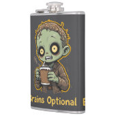 Brains Optional Zombie Coffee Funny Cute Undead  Flachmann (Links)