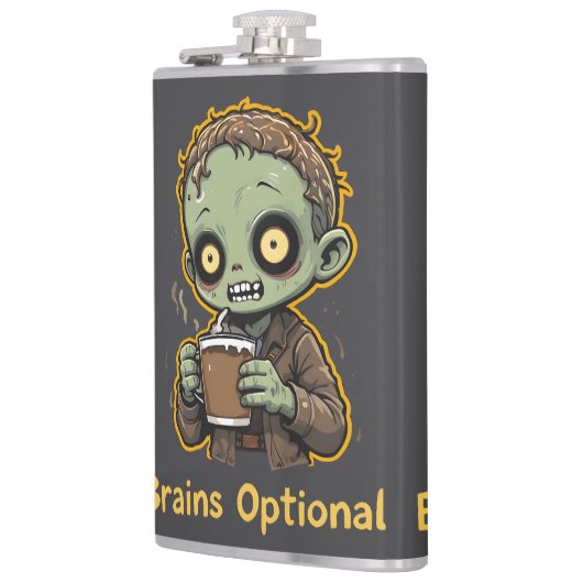 Brains Optional Zombie Coffee Funny Cute Undead Flachmann (Links)