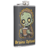 Brains Optional Zombie Coffee Funny Cute Undead Flachmann (Rechts)