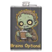 Brains Optional Zombie Coffee Funny Cute Undead Flachmann (Rückseite)