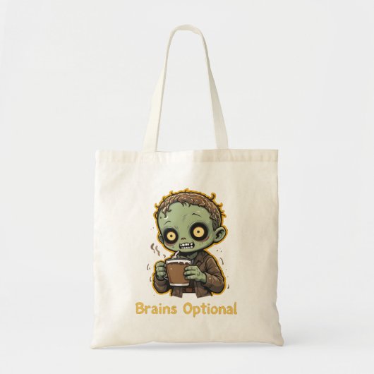 Brains Optional Zombie Coffee Funny Cute Undead  Tragetasche (Vorne)