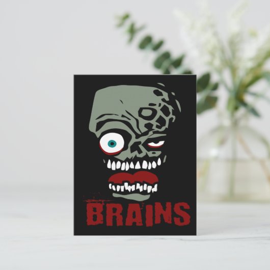 Brains Zombie Postkarte (Stehend Vorderseite)