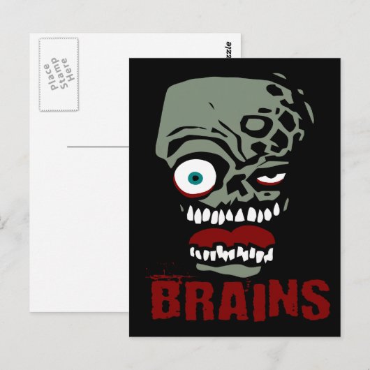 Brains Zombie Postkarte (Vorne/Hinten)