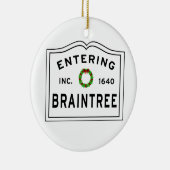 Braintree, MA Holiday Wreath Metal Ornament (Rechts)