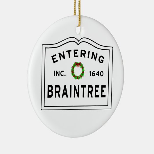 Braintree, MA Holiday Wreath Metal Ornament (Rechts)