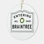 Braintree, MA Holiday Wreath Metal Ornament (Links)