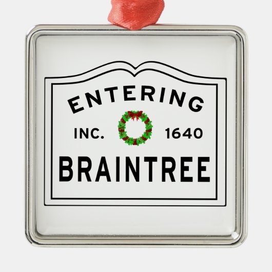 Braintree, MA Holiday Wreath Metal Ornament (Vorne)