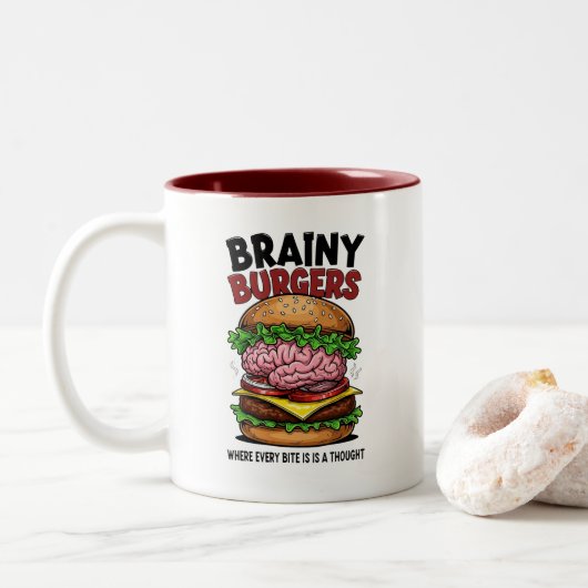 Brainy Burgers Coffee Mug Zweifarbige Tasse (Mit Donut)