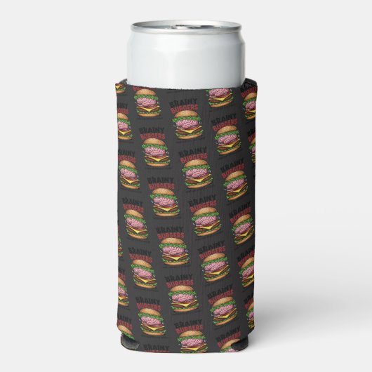 Brainy Burgers Foam Can/Bottle Cooler Selters Dosenkühler (Seltzer Vorderseite)