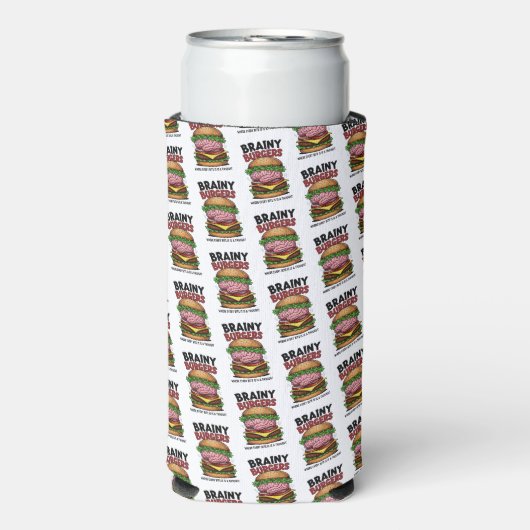 Brainy Burgers Foam Can/Bottle Cooler Selters Dosenkühler (Seltzer Vorderseite)