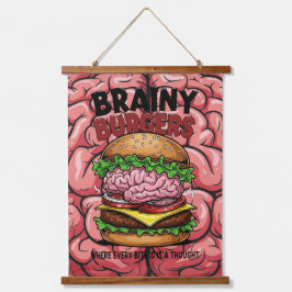 Brainy Burgers Wandteppich Mit Holzrahmen