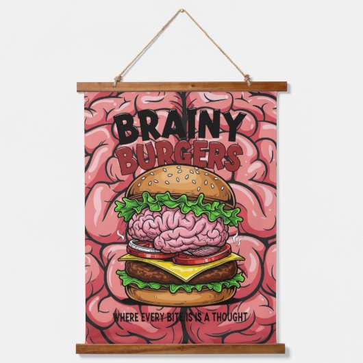 Brainy Burgers Wandteppich Mit Holzrahmen (Vorderseite)
