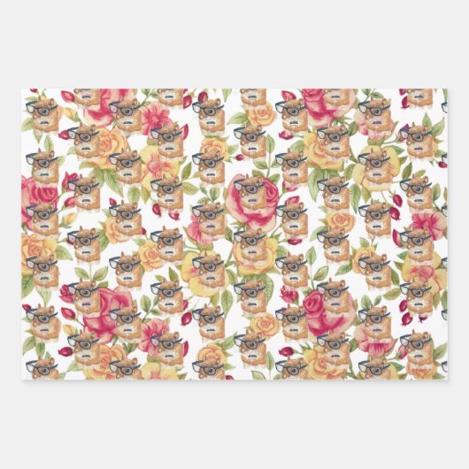 Brainy Eichhörnchen Rustic Bloom Gift Wrap Geschenkpapier Set (Vorderseite)