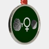 Brainy Girls Rock! Silbernes Ornament (Rechts)
