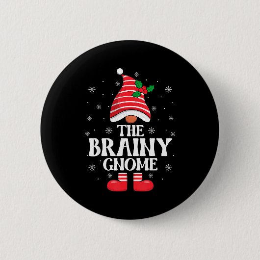 Brainy Gnome Christmas Family Matching Group Funny Button (Vorderseite)