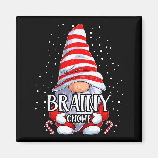 Brainy Gnome Christmas Pajamas Matching Family Gro Magnet (Vorne)