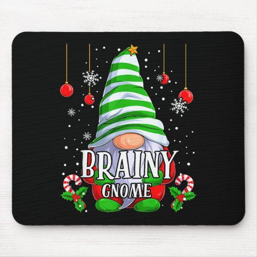 Brainy Gnome Christmas Pajamas Matching Family Gro Mousepad (Vorne)