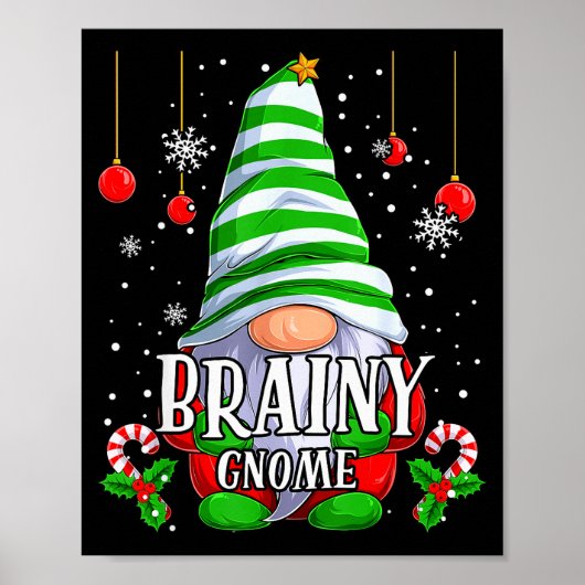 Brainy Gnome Christmas Pajamas Matching Family Gro Poster (Vorne)