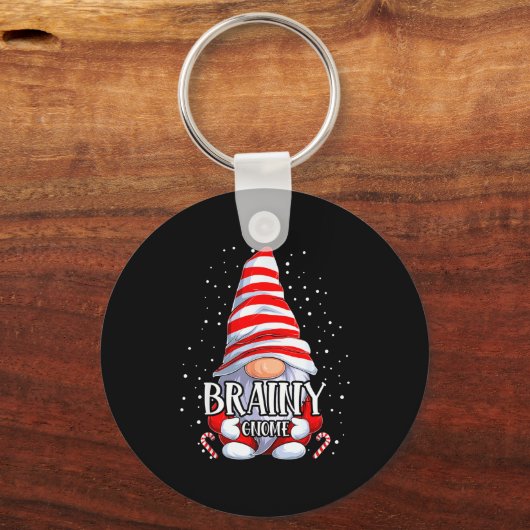 Brainy Gnome Weihnachts-Pyjama passende Familientr Schlüsselanhänger (Vorderseite)