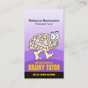 Brainy Tutor Cartoon Violet Business Card Visitenkarte