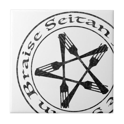 Braise Seitan Vegan Pentagram (dunkle Fassung) Fliese (Vorderseite)