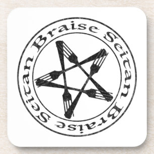 Braise Seitan Vegan Pentagram (dunkle Fassung) Getränkeuntersetzer