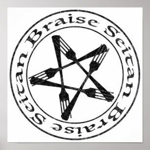 Braise Seitan Vegan Pentagram (dunkle Fassung) Poster