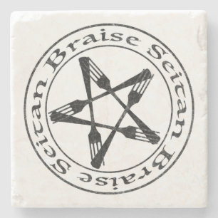 Braise Seitan Vegan Pentagram (dunkle Fassung) Steinuntersetzer