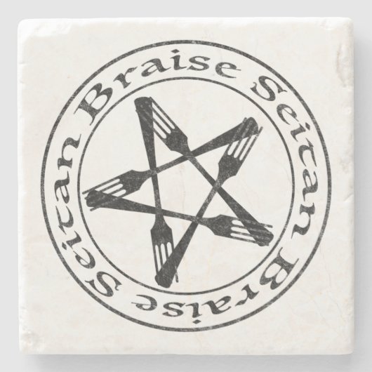 Braise Seitan Vegan Pentagram (dunkle Fassung) Steinuntersetzer (Vorderseite)