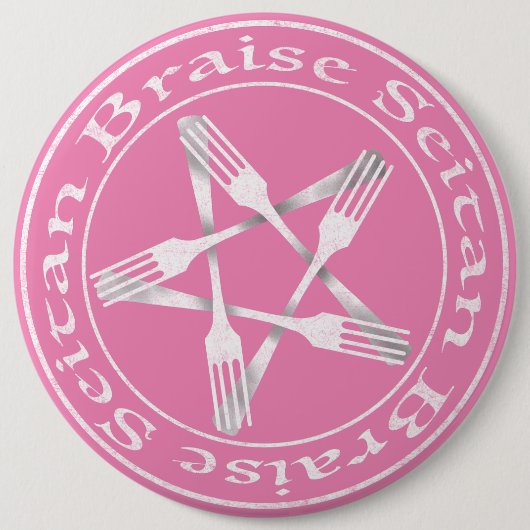 Braise Seitan Vegan Pentagram (Lichtversion) Button (Vorderseite)