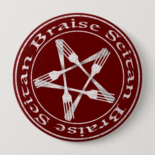 Braise Seitan Vegan Pentagram (Lichtversion) Button (Vorderseite)