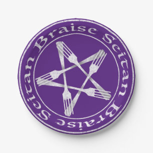 Braise Seitan Vegan Pentagram (Lichtversion) Pappteller