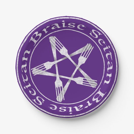 Braise Seitan Vegan Pentagram (Lichtversion) Pappteller (Vorderseite)